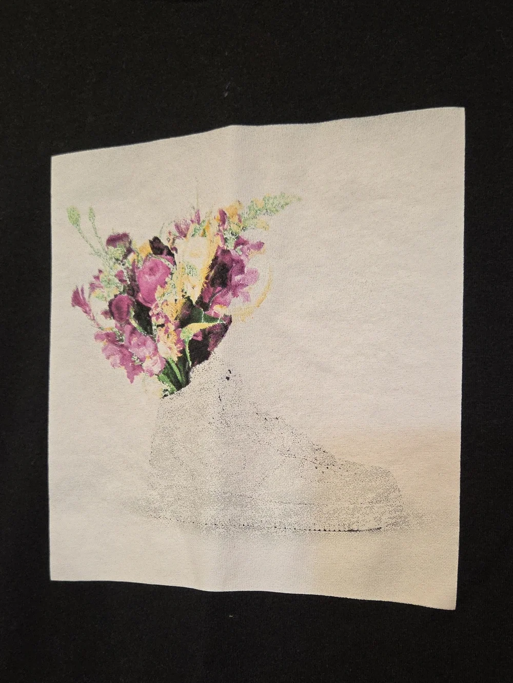 Nike Black Short-Sleeve Crewneck Tee with Floral Square Graphic